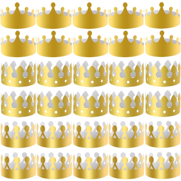 30 stycken Golden Paper Crown Party Guld Crowns Hattar King Crowns för fest och fest