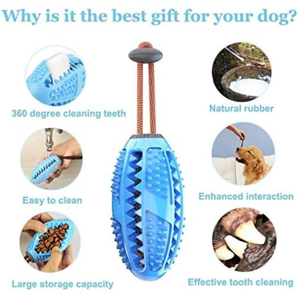Hundtuggleksak, pedagogisk hundleksak, robust gummi, blå - bit-, jakt- och hämtaleksak - för medelstor hundvalp