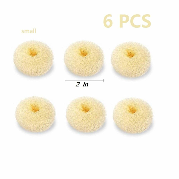 Extra Small Kids Bun Maker, 6-Pack Mini Donut Styler (Small 2\", Off-White)