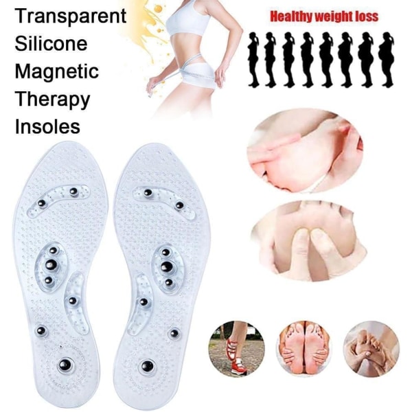 Magnetiska Innersulor Andningsbara Massageterapi med Akupressur, Tryckpunktsreflexologi Innersula, Lindra Smärta (L (UK 8-12)) L