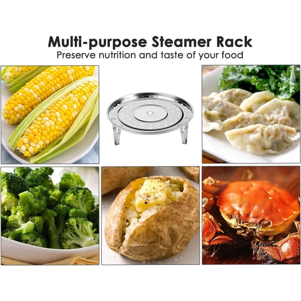 Steamer Rack 8,5 tums 304 rostfritt stål ångstativ ångbricka med löstagbara ben för Steamer Cookware Instant