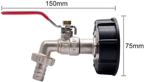 S60X6 IBC Messinghane med 1/2\" (13mm) slangetilslutning, afløbsbeholderadapter, til havehane, til tankadapter