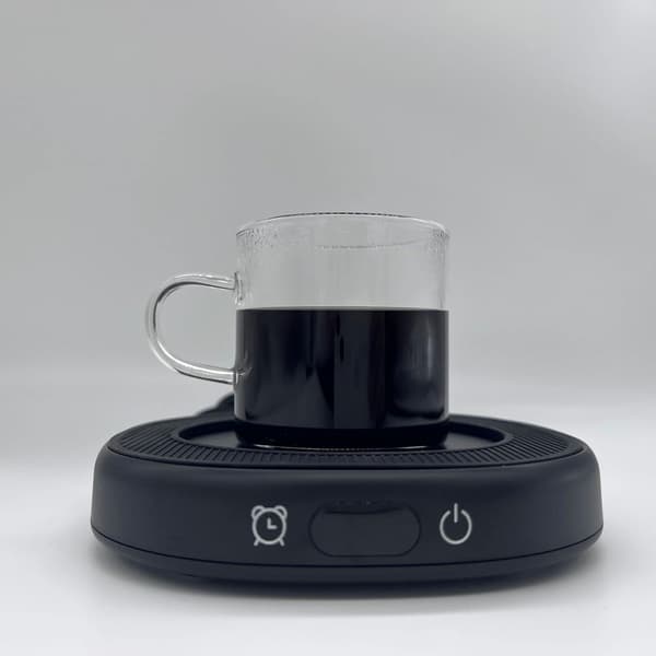 Smart kaffekoppvarmer for drikke og mat, lysvarmer, stort panelvarmediameter opptil 130 mm (svart)