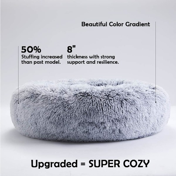 Hundeseng og katteseng, original beroligende hundeseng for små og mellomstore kjæledyr light grey 27 x 27 Inch