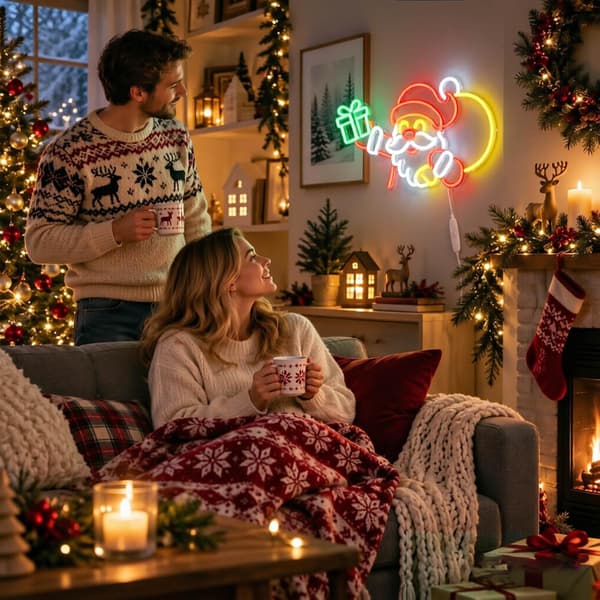 Jul Snögubbe Neonskylt, Jul Neonskyltar för Väggdekor, PS Plast Jul Snögubbe Neonskylt med USB-driven LED-lampa