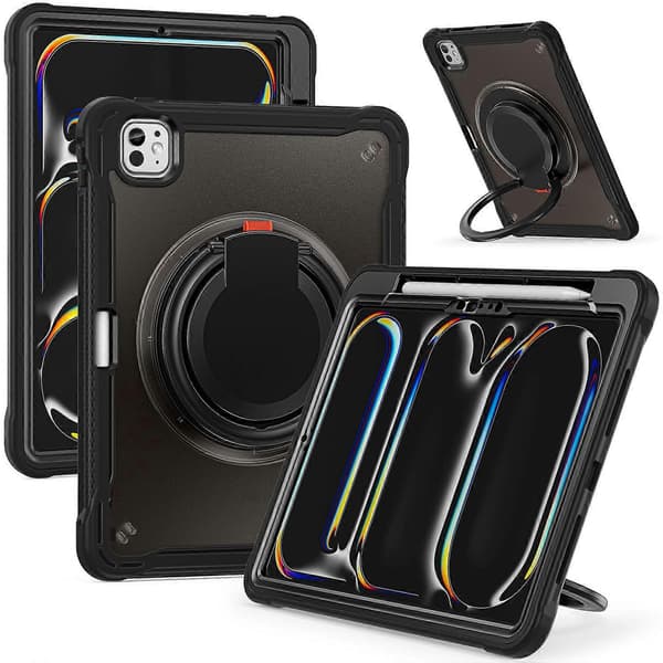 Fodral för iPad Pro 11 (2024) Roterande Ställ PC+TPU+Silikon Tablet Skydd