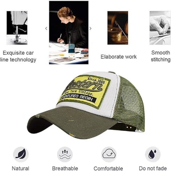 Baseball-lippis, verkkolippikset, unisex, kirjailtu kirjainpaikka, rento lippikset, hip hop -aurinkolippikset army green
