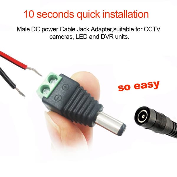 12V DC -virtajohdin 5,5 mm x 2,1 mm, CENTROPOWER (10 x uros + 10 x naaras) virtapistoke