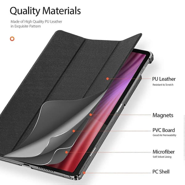 DUX DUCIS Domo Series etui til Lenovo Tab K10 (2. generation) Tri-Fold Stand Lædercover Auto Vågn/Sov