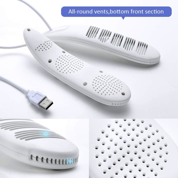 Sko Tørrer, USB Genopladelig Sko Tørrer Mini Deodorisering Sko Tørrer med Timer