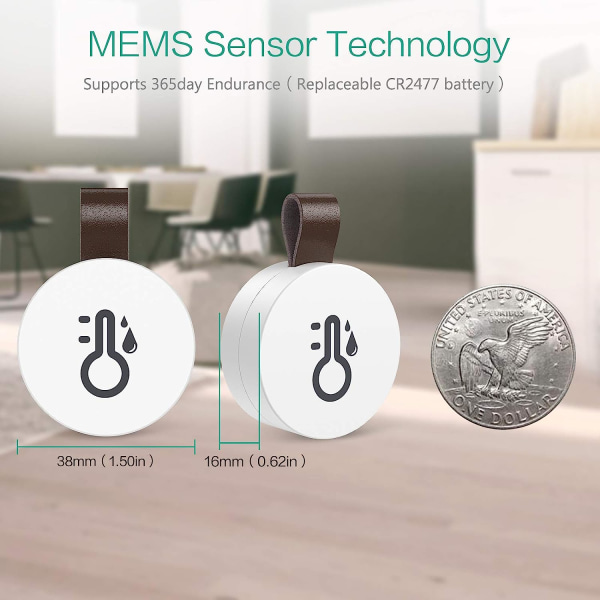 Trådlös termometer hygrometer, ORIA Mini Bluetooth 5.0 fuktighet temperatur sensor med dataexport och larm
