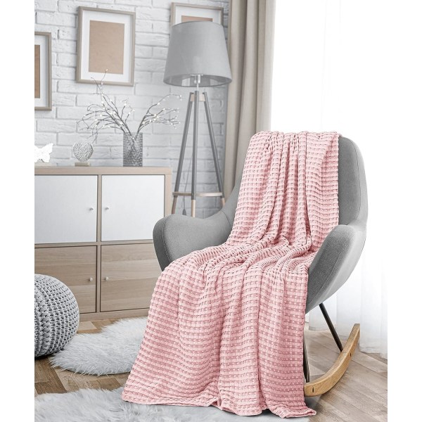 Bedding Cotton Waffle Blanket (rosa - 110*70cm) Mjuk Lätt Andningsbar Sängfilt Lager Alla Sängar för Alla Säsonger