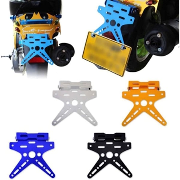 Motorcykel Nummerplade, Aluminiumlegering Baglygte Justerbar Foldbar Nummerplade Beslag, Motorcykel Modifikations Tilbehør (sort)