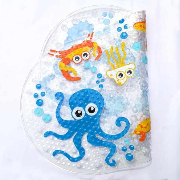 Skridsikker babybademåtte til badekar og bruser - Reducerer risiko for at glide, ideel til familier, 39CM x 69CM (Blæksprutte) Octopus