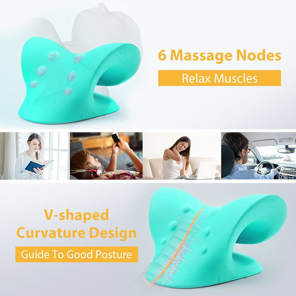 Nackdrag, nackkudde, nackstöd, nackavslappnare, ergonomiskt nackstöd för nacksmärtlindring Green 8.7*6.9*4.9 inch