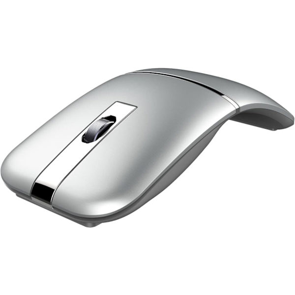 Trådlös mus, uppladdningsbar, tyst för resor, sladdlös Bluetooth-mus för bärbar dator, hopfällbar, smal, silver