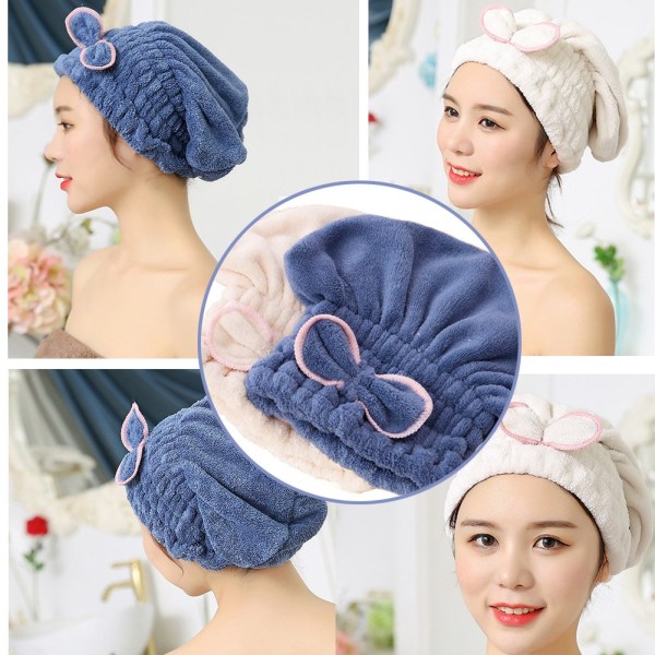 2 st mikrofiberhårtorkmössor, extra mjuka och ultraabsorberande, snabbtorkande hår Turban Wrap Handdukar Cap för flickor och kvinnor