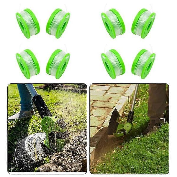 8 stk. RS90121 Nylon Linespoler Kompatible for Earthwise CST00012 / LST10012 / CST12010 Gressklipper Trådspoler