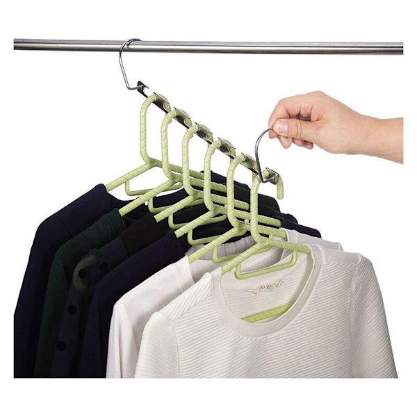 2 stk. Magic Hanger 6 Huller Rustfrit Stål Multifunktionel Foldbar Krog Metal Rustfrit Stål Husholdningskrog