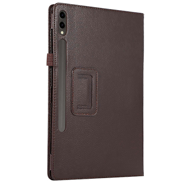 Fodral för Samsung Galaxy Tab S10+ Bi-Fold Ställ Läder Tabletskydd Litchi Textur - Brun