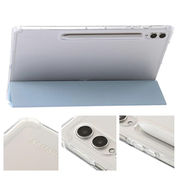 Fodral för Samsung Galaxy Tab S10+ Tri-Fold Ställ Läder+TPU+Akryl Klar Baksida Tablet Skydd