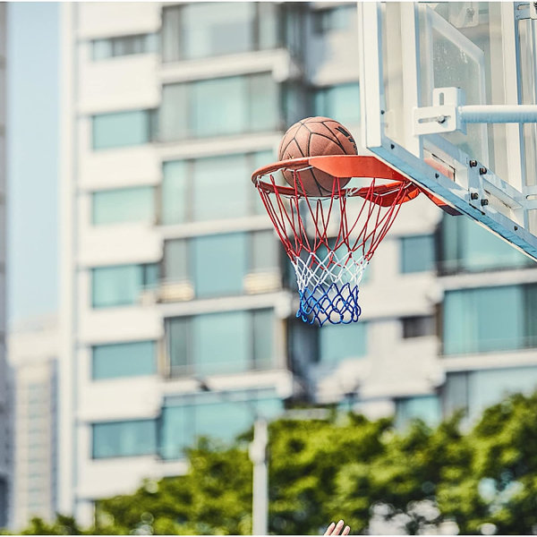 2-pack basketnät ersättning, kraftigt basketnät, allväders rött/vitt/blått standard basketnät, utomhus inomhus sporttillbehör