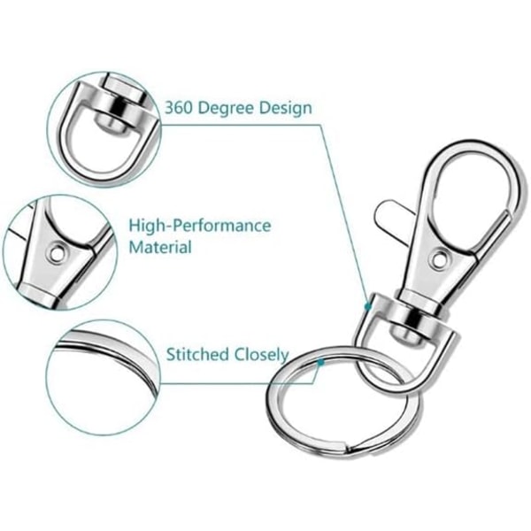 60 st Nyckelring Nyckelring, metallnyckelringsklämma Svängbar hummerhållare Nyckelring Hummerklämma för att hänga hantverkssmycken