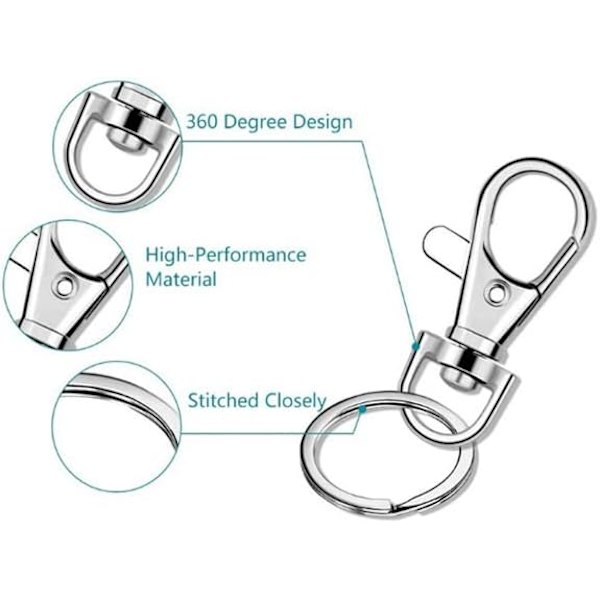 60 stk nøkkelring nøkkelring ring, metall nøkkelring klips swivel hummerholder nøkkelring hummerklips for hengende håndverk smykker