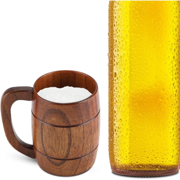 Trämugg i trä Naturlig träölmugg retro stor kapacitet te klassisk