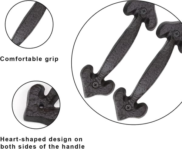 Robust Staldørsgreb, 2 Pak Greb, Støbejern Portgreb, 17 CM Lang, Velegnet til Staldøre, Skabsskuffer