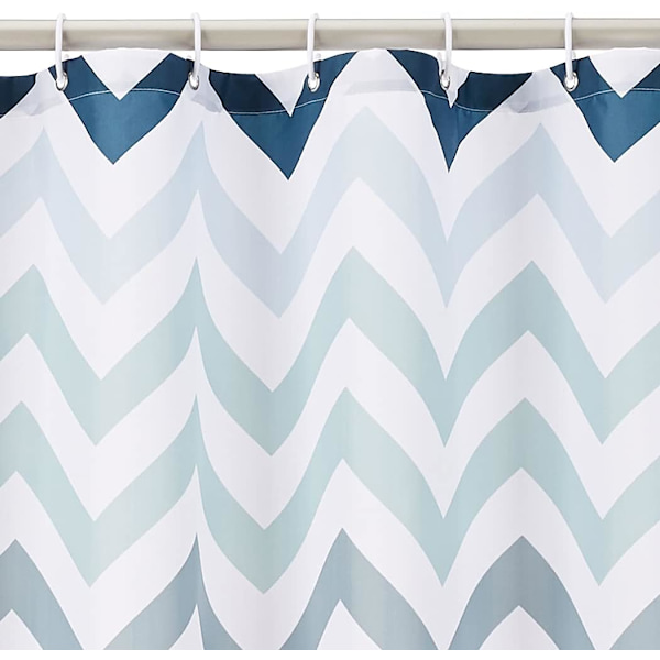 Dusjforheng i stoff - 72 x 72 tommer, for baderom 72''x72'' Blue Ombre Chevron