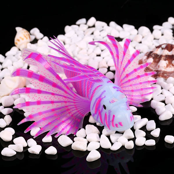 Kunstig Silikon Plast Lionfish Lysende Simulering Dyr Fluorescens Lion Fish Akvarium Ornamenter 3D Akvarium Dekorasjoner