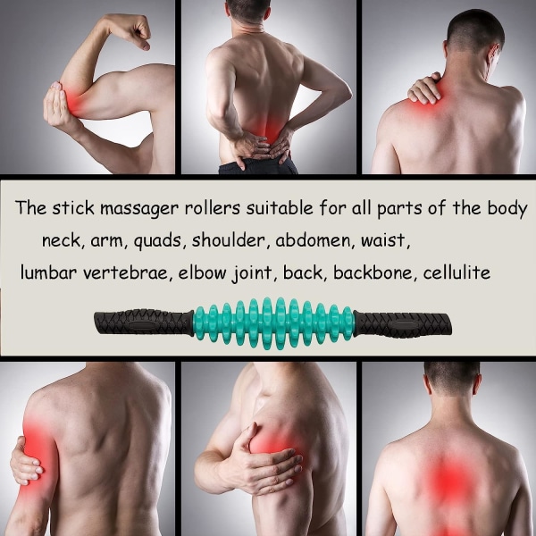 Massage Roller Stick, Cellulit Massager, Therapy Muscle Roller för rygg, fascia, ben, fot, nacke (ljusblå)