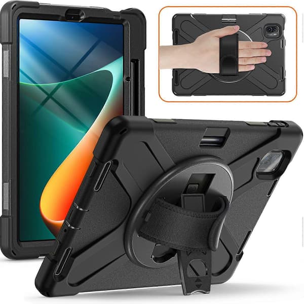 Skal för Xiaomi Pad 5/Pad 5 Pro med Ställ PC+Silikon Robust Tablet Skydd med Handrem