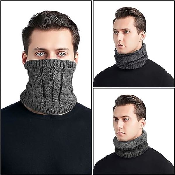 Halsvärmare - Stickad halsduk Termiska halsvärmare Snoods Tjock vinter varm cirkel halsduk Fleecefodrad Vindtät Herrar Kvinnor Motorcykel Skidåkning Utomhus