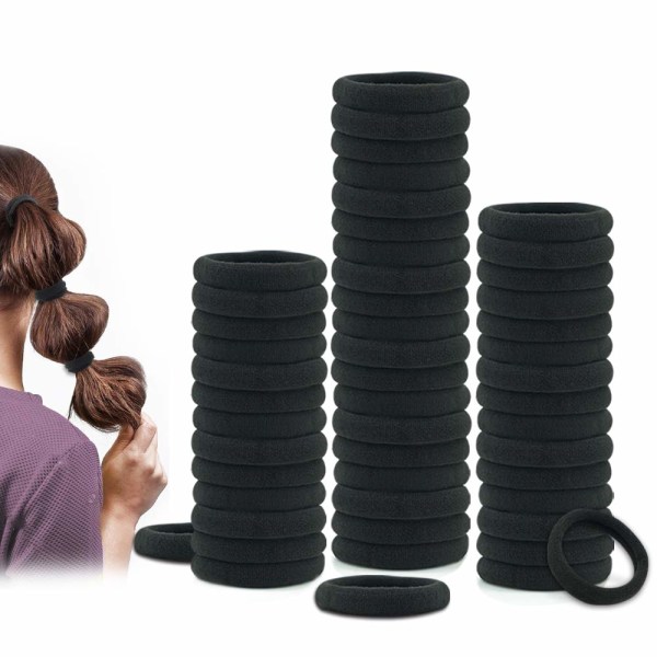 Hårband för tjockt hår, hårband för kvinnors hår, hästsvanshållare, svarta hårband för flickor, hårband utan skador, 50 stycken