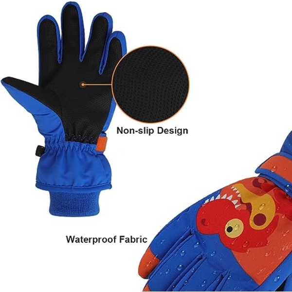 Barnskidhandskar, vintervarma vindtäta snöhandskar för tjejer och pojkar i kallt väder handskar för barn 9-12 år