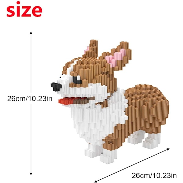 Mikro Byggeklodser Mini Kæledyr Byggelegetøj Klodser til børn Big Corgi 10 x 6 x 10 inches