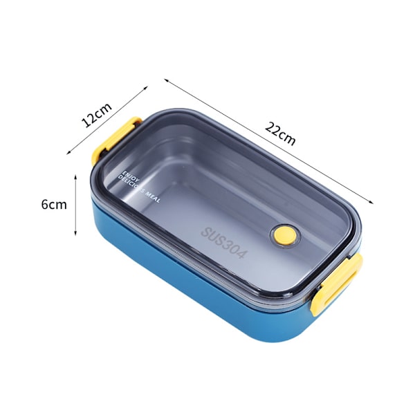 Bento Lunsjboks for Voksne, 1 Lags Lekkasjesikker Bentoboks, Mikrobølgeovn|Oppvaskmaskin Trygg Søt Bentoboks, 1PCS (Blå)