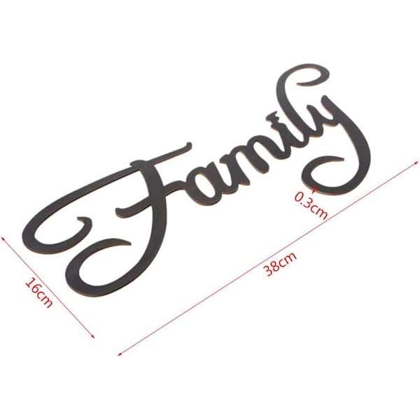 Wood Panel Deco Trefamilie 3D Veggmaleri i Tre, Umalt Trefamilie i Tre (Svart, 38 cm x 16 cm x 0,3 cm)