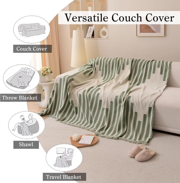 Sofabetræk Blødt Holdbart Vendbart Chenille Sofabetræk Sofabetræk Moderne Tern Universal Møbelbeskytter til 2-personers sofa, Grøn, 180*300cm 180*300cm Green