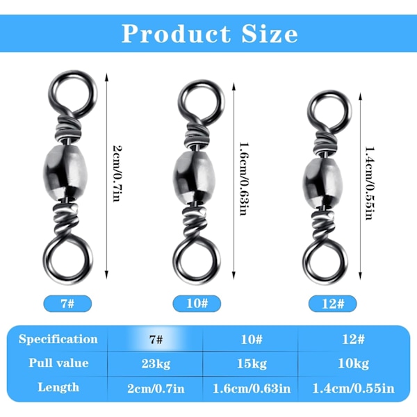 100 st Fiske Tackle Swivel Kolstål Fiske Connector Swivel Färskvatten Swivels Stål Kroklina Connector Rullande Fiske Swivels size 2