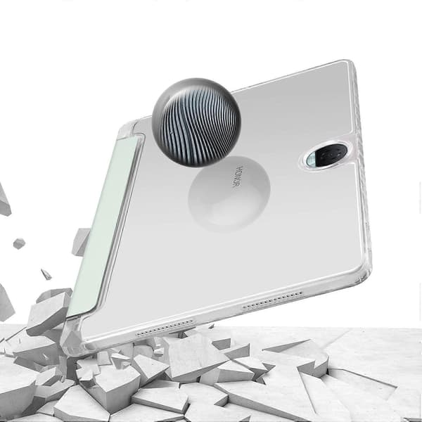 Fodral för Honor Pad 9 Tri-Fold Ställ Läder+TPU+Akryl Klar Baksida Tablet Skydd