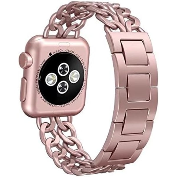 Kompatibel med Apple Watch-reimer 42mm rustfritt stål Cowboy Chain Smart Watch-reim Reserve Rem Metallarmbånd for 42mm Apple Watch 3/2, Rose Gold