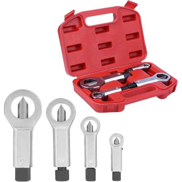 4 kpl auton mutterin halkaisija - Raskaan mutterin poistaja pulttierotin rikkinäisten ja vaurioituneiden muttereiden poistamiseen (9-12mm 12-16mm 16-22mm 22-27mm)