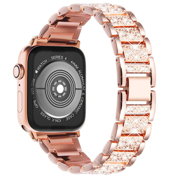 Compatible with Apple Watch 38mm 40mm 41mm,Women Sparkling Bling Crystal Stainless Steel Link Bracelet Replacement Band,Bling Rose Gold