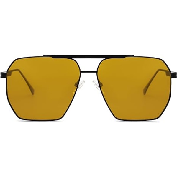 Retro Ylisuuret Neliömäiset Polarisoivat Aurinkolasit Unisex Vintage Sävyt UV400 Klassiset Suuret Metalliset Aurinkolasit yellow
