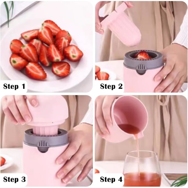 Citronpresser, Bærbar Appelsinjuicer Limejuicer med To Anvendelsesmåder, Manuel Citrus Citronjuicer Kop til Forskellige Frugter (Pink) Pink