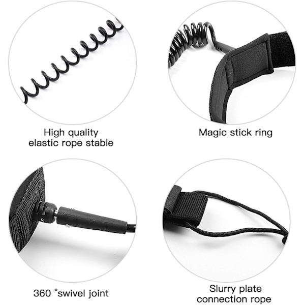 Surfboard leash, TPU-spiral för stand up paddleboard och surfboard, benrem med dubbla rostfria svängbara leder och trippel rälskydd
