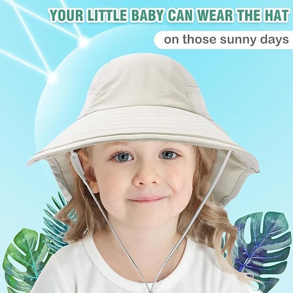 Sommerbaby Solhatt, Justerbar Beskyttelse Bredbremmet Strandhatt for Barn Jenter Gutter Pink
